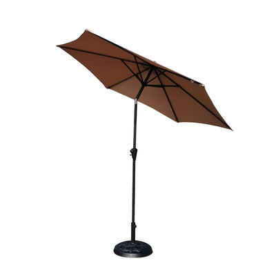 8.8' Outdoor Aluminum Patio Umbrella, Market Umbrella With 33 Pounds Round Resin Umbrella Base Lift