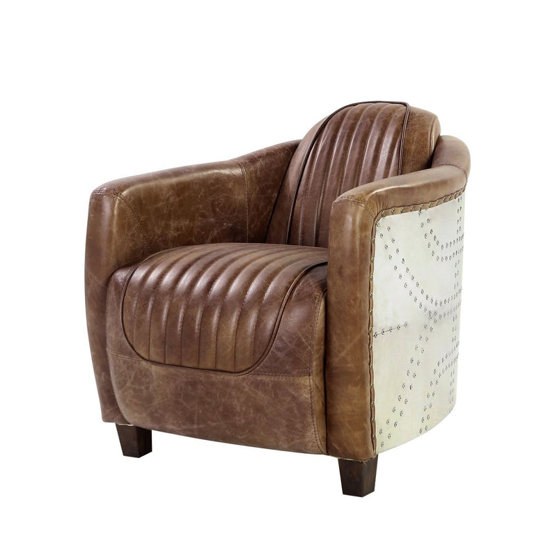 Brancaster - Chair - Retro Brown Top Grain Leather & Aluminum - Grand Furniture GA