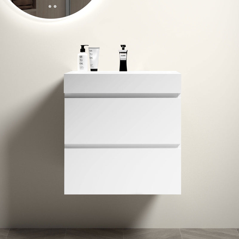 Alice - Bathroom Vanity With Large Storage, Sink Wall Mounted Floating Bathroom Vanity For Modern Bathroom, One-Piece Sink Basin Without Drain And Faucet