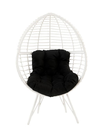 Galzed - Patio Lounge Chair - Black Fabric & White Wicker - Grand Furniture GA