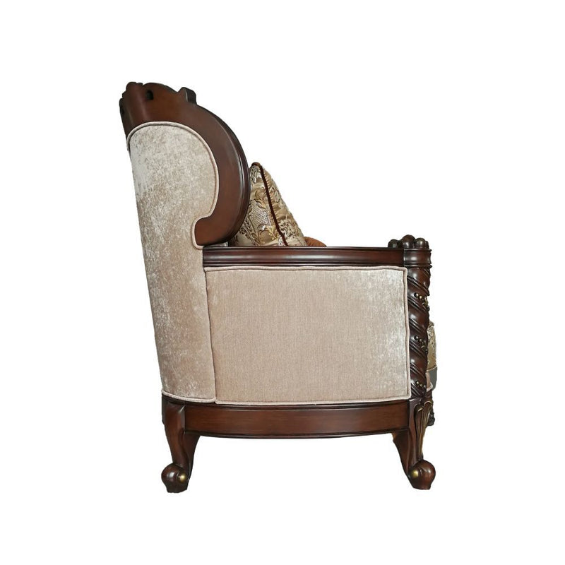 Devayne - Loveseat - Fabric & Dark Walnut - Grand Furniture GA