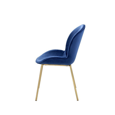 KD, Side Chair (High Back) • Stationary Seat: Standard Dining Height • Padded SEAT & BACK: Velvet (Solid Pattern) • NO Apron • Padded Backrest: Wingback Style • Seat Construction: Wood+Foam (Molding) • Metal Spindle Leg: Nickel Finish • Armless