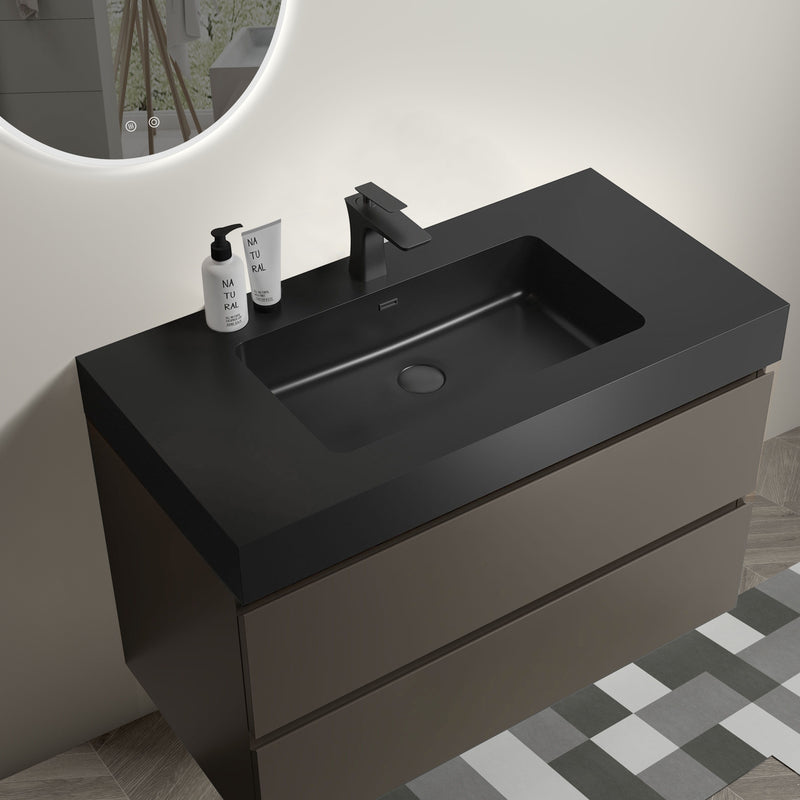 Alice - Bathroom Vanity With Sink, Large Storage Wall Mounted Floating Bathroom Vanity For Modern Bathroom, One-Piece Sink Basin Without Drain And Faucet