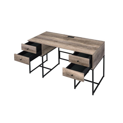 Desirre - Desk - Rustic Oak & Black - Grand Furniture GA