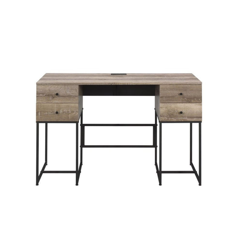 Desirre - Desk - Rustic Oak & Black - Grand Furniture GA