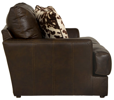 Pavia - Top Grain Italian Leather Loveseat With Cuddler Cushions - Cocoa