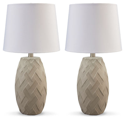 Tamner - Taupe - Poly Table Lamp (Set of 2)