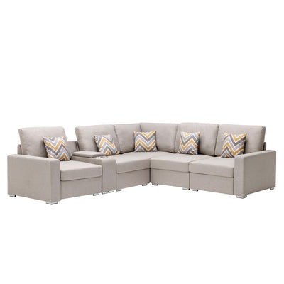 Nolan - Fabric 6 Piece Sectional Sofa With Pillows And Interchangeable Legs