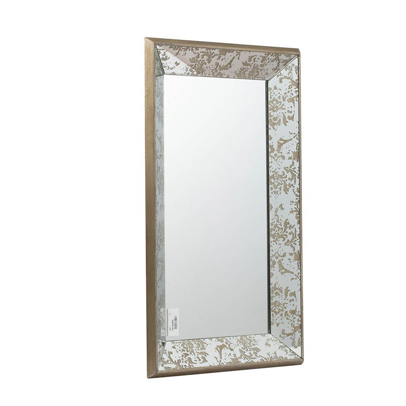 Rectangle Mirror With Floral Accents, Mirrored Display Tray, Hanging Wall Mirror