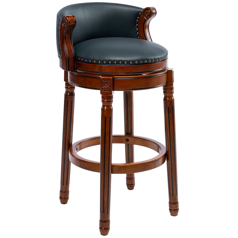 Cow Top Leather Wooden Bar Stools Box - Brown / Blue