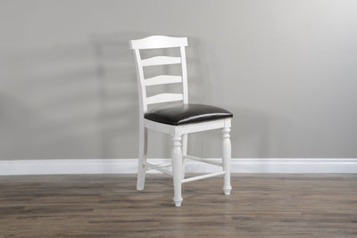 Carriage House - Ladderback Barstool With Cushion Seat - White / Black