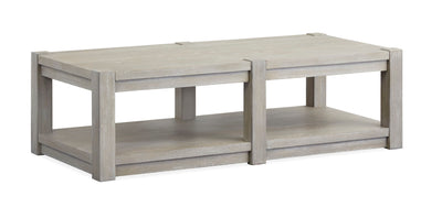 Burgess - Rectangular Shelf Cocktail Table With Casters - Calico Grey