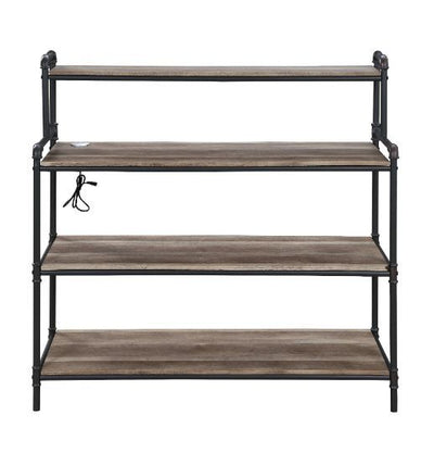 Cordelia - Bookshelf - Led, Antique Oak, Sandy Black & Dark Bronze Hand-Brushed Finish - Grand Furniture GA