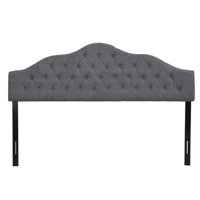 King Bed Upholstered Adjustable Height Headboards, Modern With Buttons - Gray