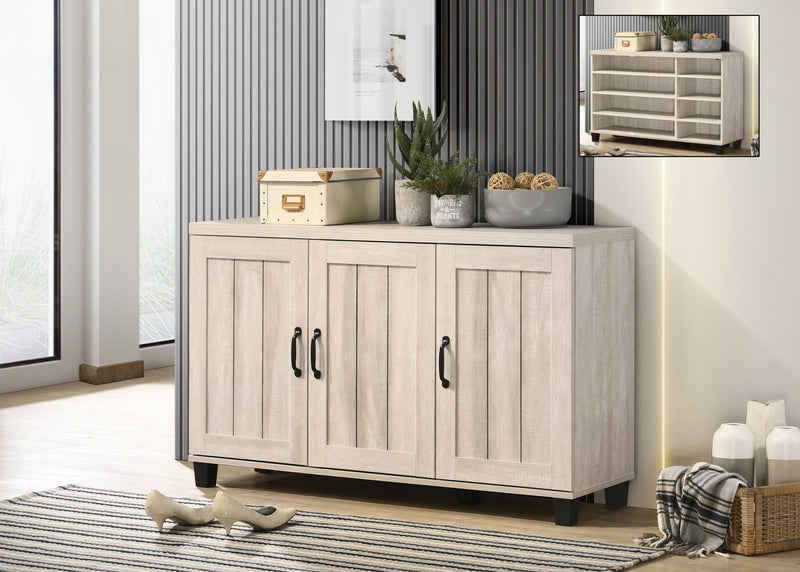 Corby - Oak Finish 3-Door Shoe Cabinet - Dusty Gray