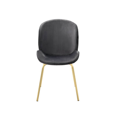 KD, Side Chair (High Back) • Stationary Seat: Standard Dining Height • Padded SEAT & BACK: Velvet (Solid Pattern) • NO Apron • Padded Backrest: Wingback Style • Seat Construction: Wood+Foam (Molding) • Metal Spindle Leg: Nickel Finish • Armless