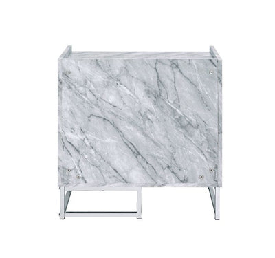 Azrael - Accent Table - White Printed Faux Marble & Chrome Finish - Grand Furniture GA