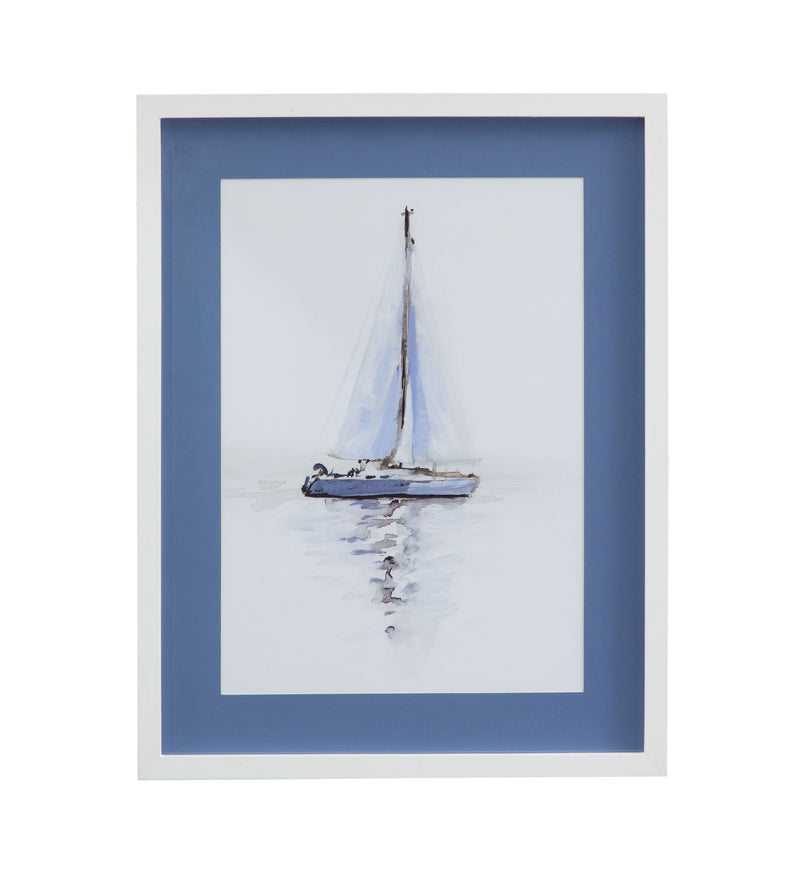 Mirrored Sailboat - I Framed Print - Blue