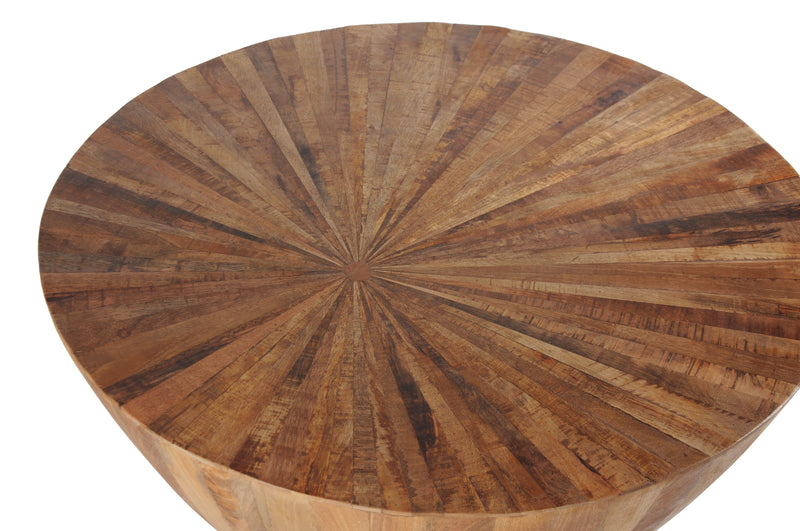 Del Sol - Solid Wood Table With Offset Sunburst Patterned Top