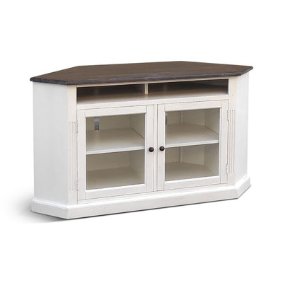 Carriage House - Corner TV Stand - White / Dark Brown