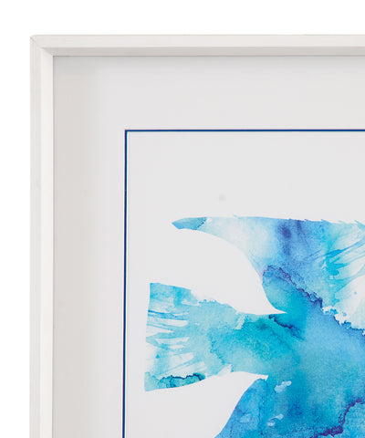 Watercolor Fish - II Framed Print - Blue / White