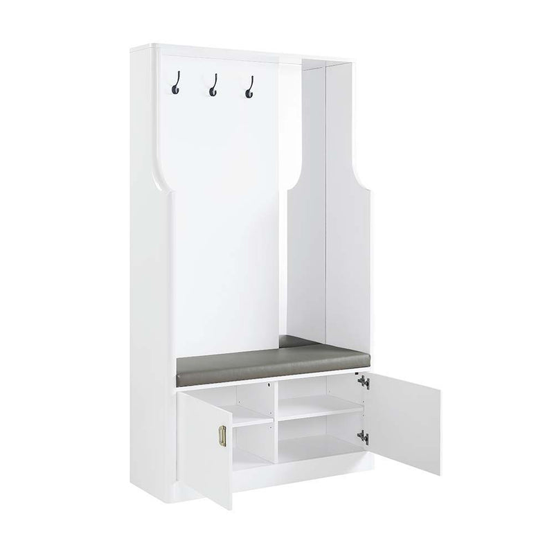 Buck II - Hall Tree - White High Gloss Finish - Grand Furniture GA