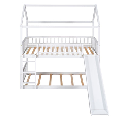 Twin Over Twin Bunk Bed With Slide, House Bed With Slide