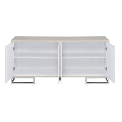 Panos - Console Cabinet - White Marble Print & Chrome