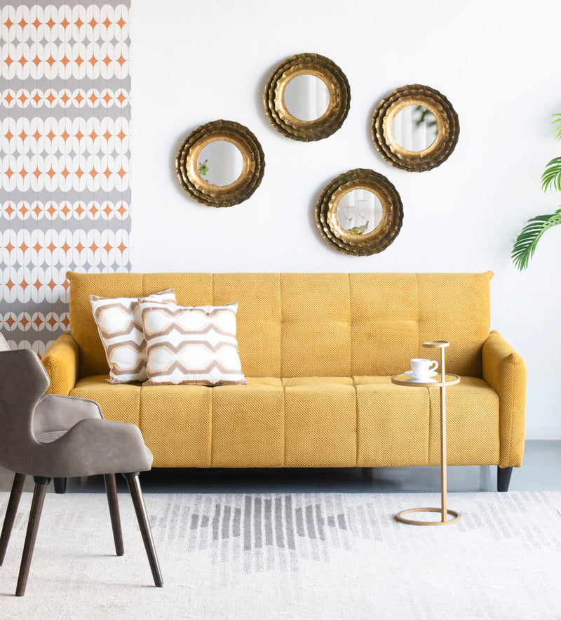 Round Wall Mirror With Metal Frame, Mid Century Modern Accent Mirror For Living Room - Gold