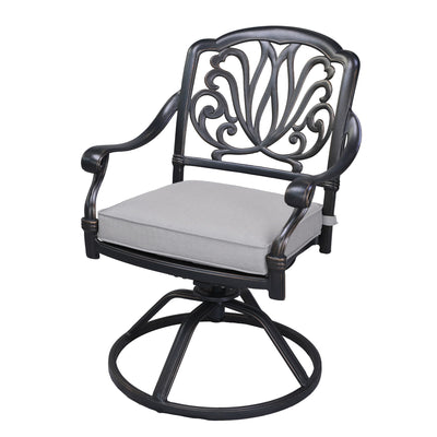 Patio Outdoor Aluminum Dining Swivel Rocker Chairs With Cushion (Set of 2)