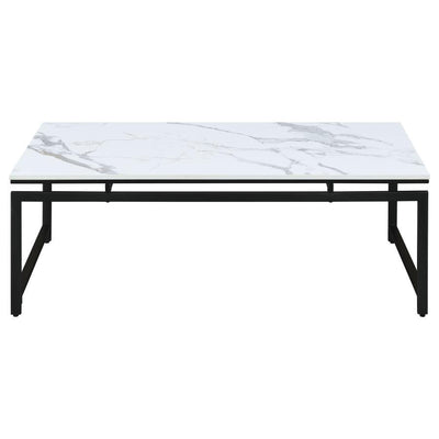 Clark - 3 Piece Faux Marble Top Coffee Table Set - White