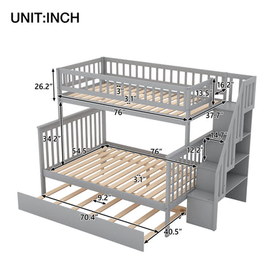 Twin Over Full Bunk Bed With Trundle And Staircase