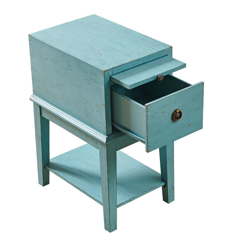 Aubrye - One Drawer Chest - Bayberry Blue Rubthrough