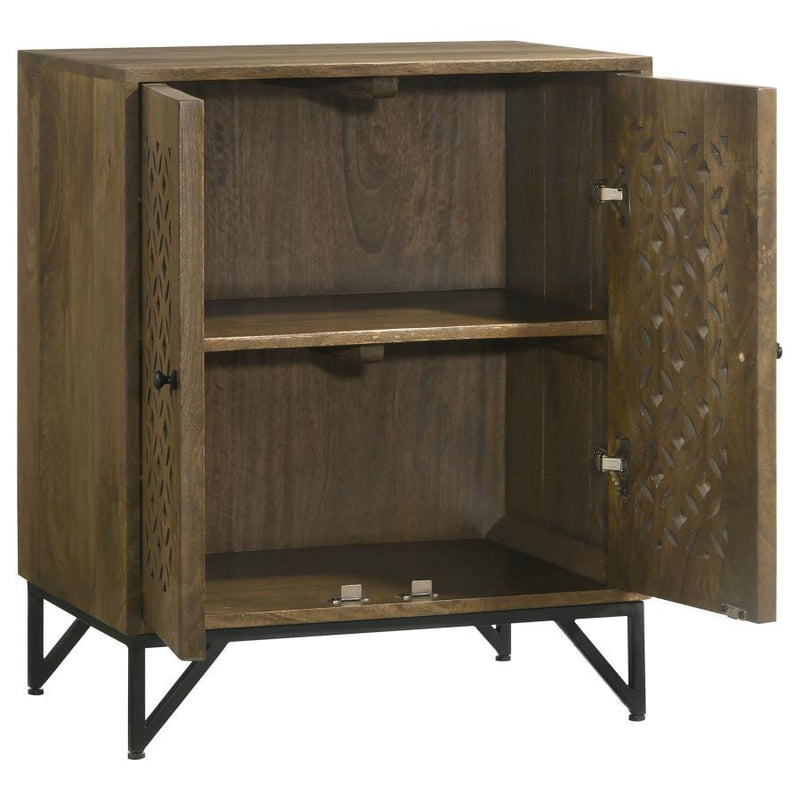 Zaria - 2 Door Wood Trellis Accent Storage Cabinet - Brown