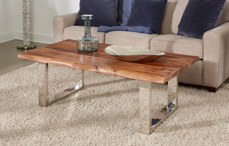 Brownstone 2.0 - Solid Wood Live Edge Topped Table With Chrome Legs