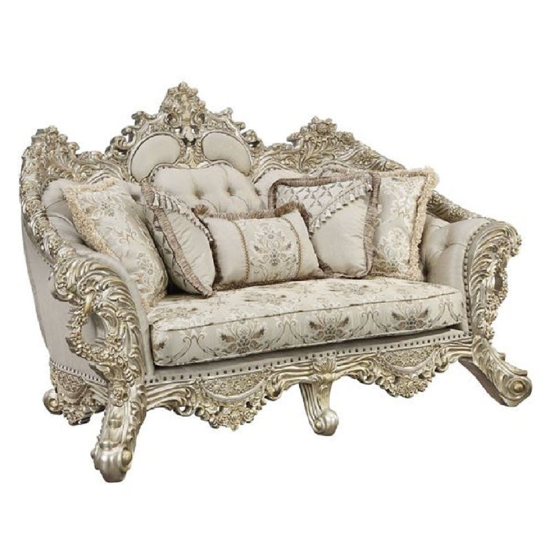 Danae - Loveseat - Fabric, Champagne & Gold Finish - Grand Furniture GA