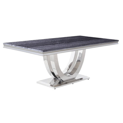 Cambrie - Dining Table - Faux Marble & Mirrored Silver Finish - Grand Furniture GA