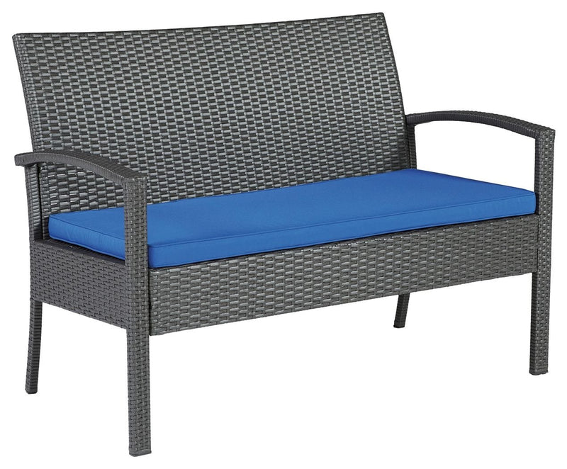 Alina - Gray / Blue - Love/Chairs/Table Set (Set of 4) - Grand Furniture GA