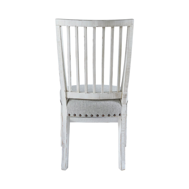 Condesa - Round Dining-White Wing Slat Back Side Chair (Set of 2) - Distressed White Finish