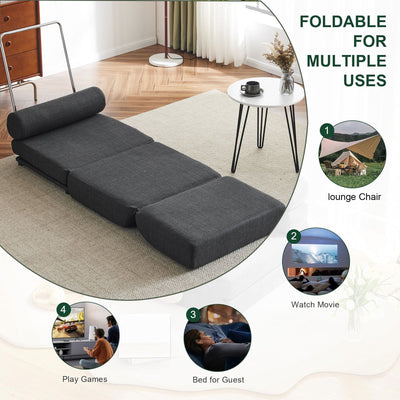 Single Sofa Chair Foldable Single Sofa Bed With Pillow, Portable Foldable Sofa Bed, Leisure Sofa Chair, Easy To Store, Made Of Breathable And Wearable Linen