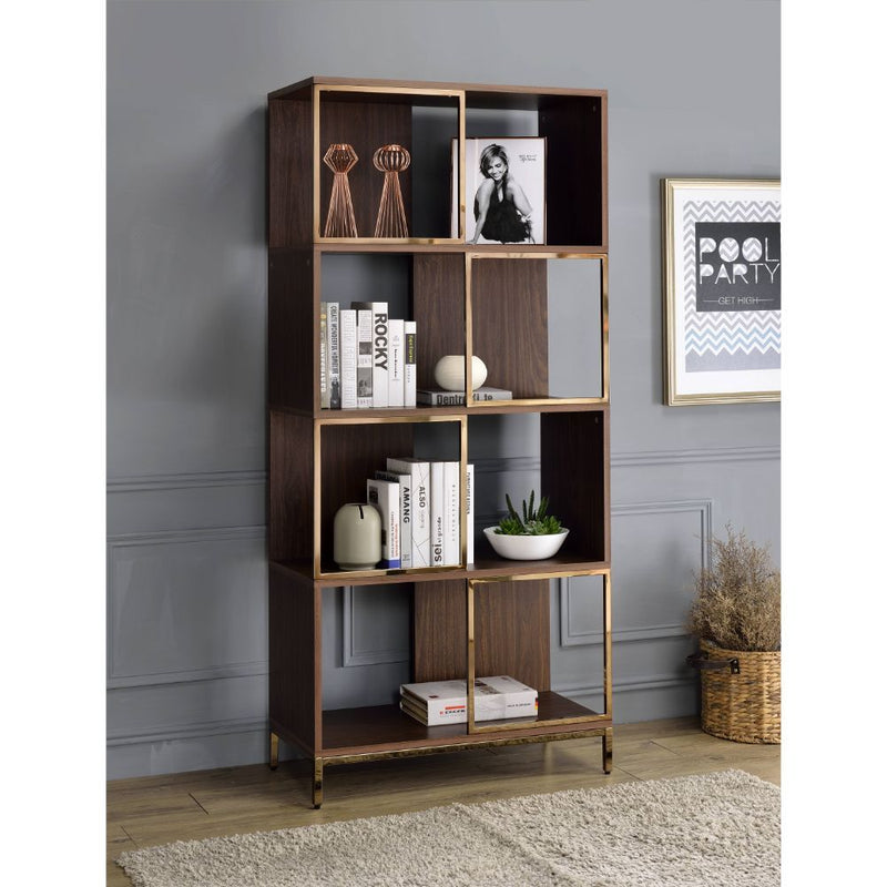 Diwan - Bookshelf - Walnut & Champagne - Grand Furniture GA