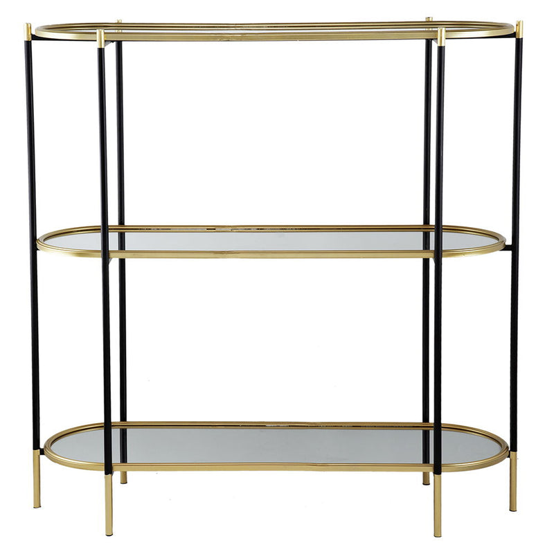 3 Tier Metal Console Table Mirrored Shelf - Black / Gold