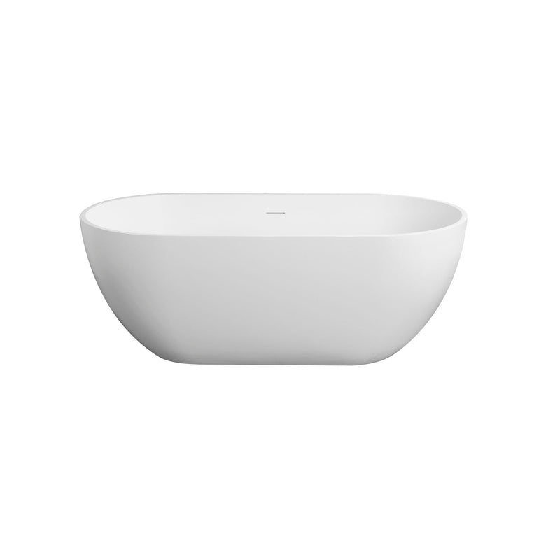 Small Size Stone Resin Solid Surface Oval Shape Freestanding Bathtub For The Bathroom - Matte White