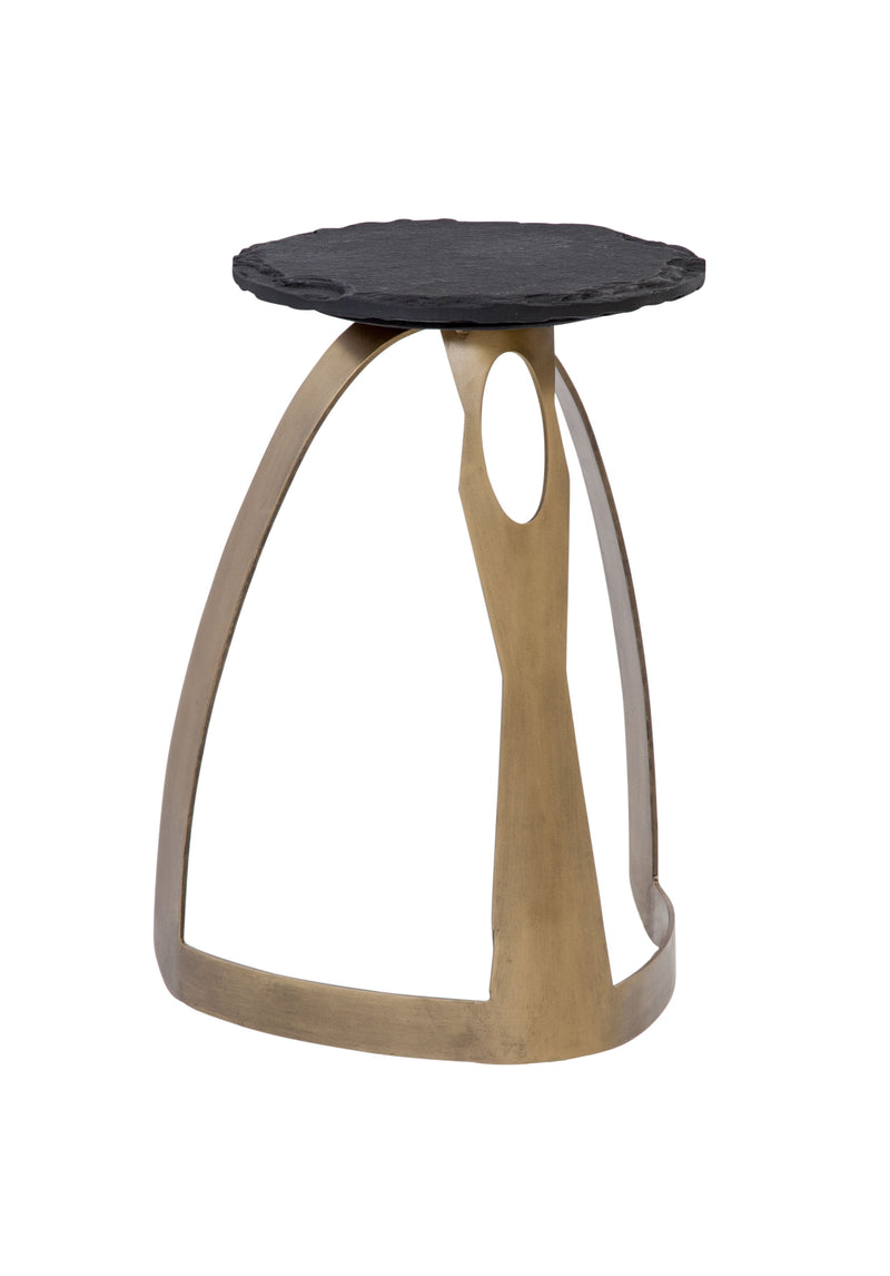 Vaughan - Accent Table - Antique Brass/Black Slate