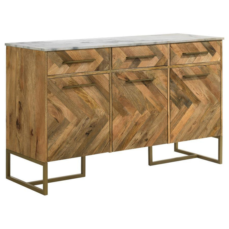 Keaton - Marble Top Herringbone Accent Cabinet