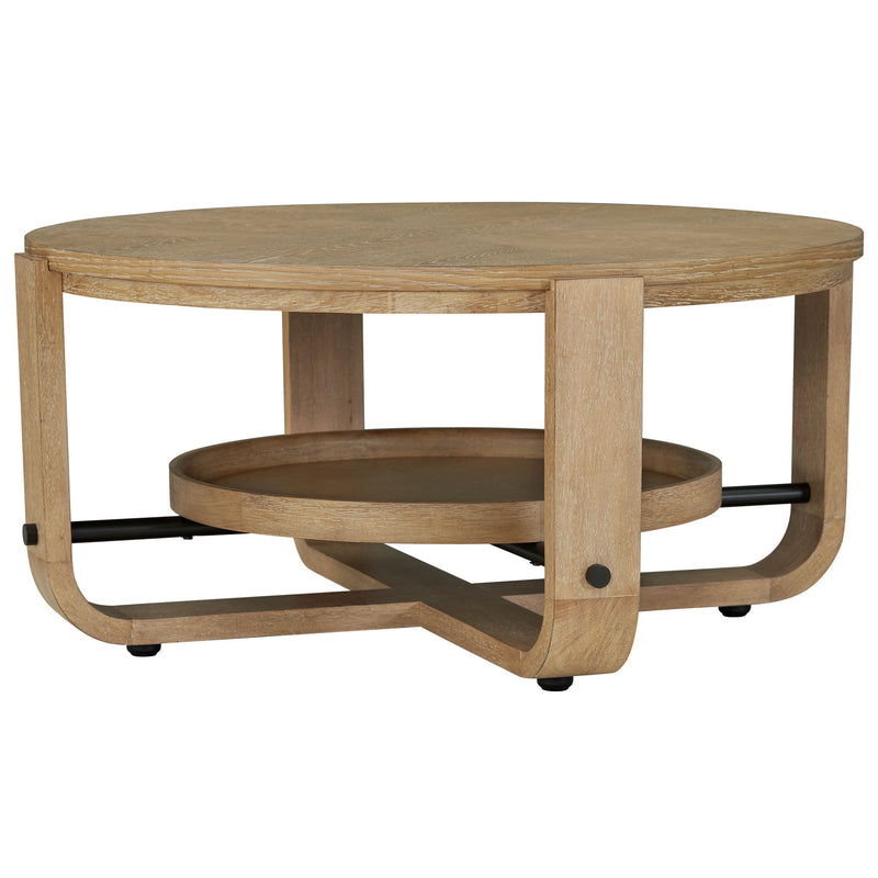 Escape - Cocktail Table Round With Shelf - Glazed Natural Oak