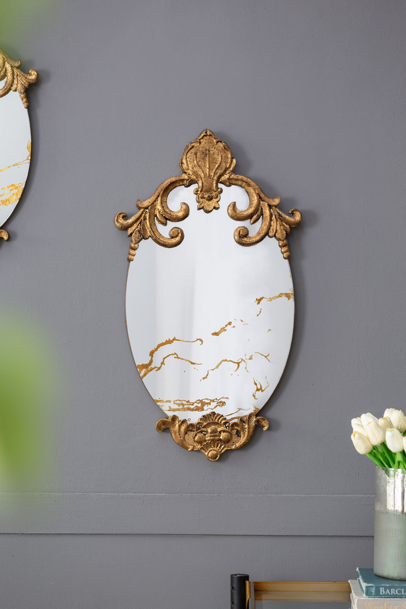 Decorative Oval Wall Mirror, Accent Mirror For Living Room, Entryway, Bedroom, Office - Gold