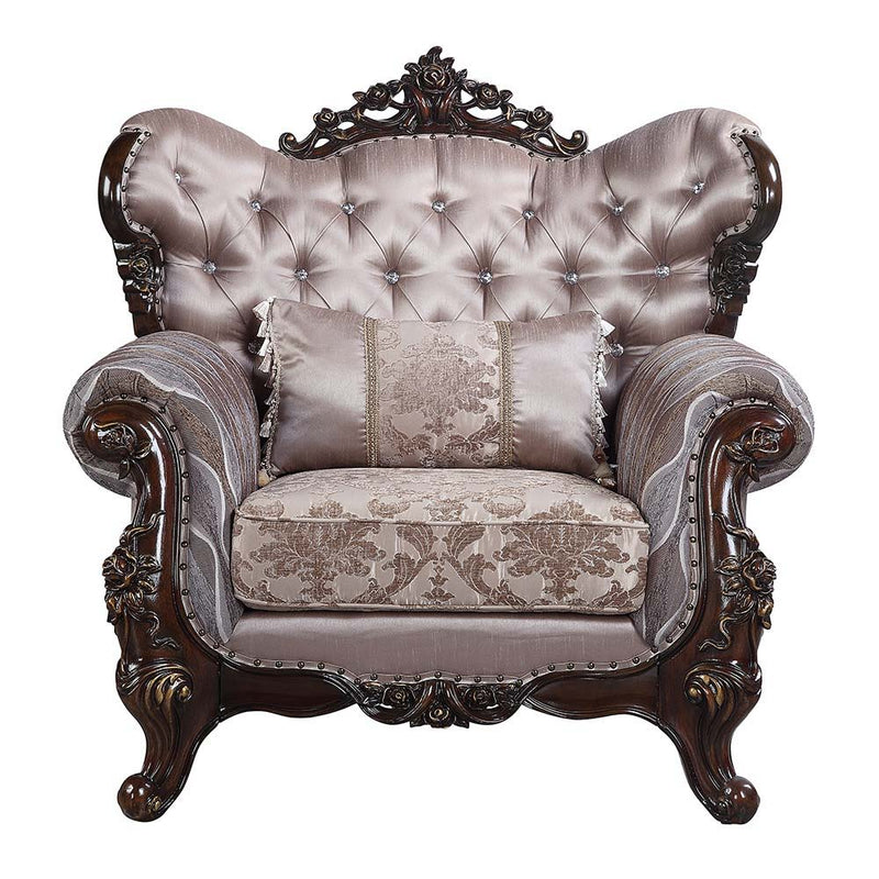 Benbek - Chair - Fabric & Antique Oak Finish - Grand Furniture GA