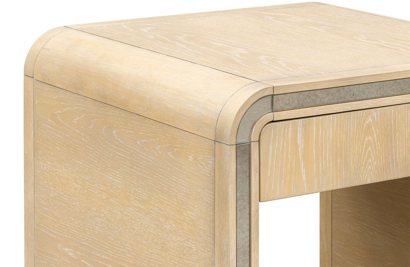 Damone - End Table - Cerused White Oak