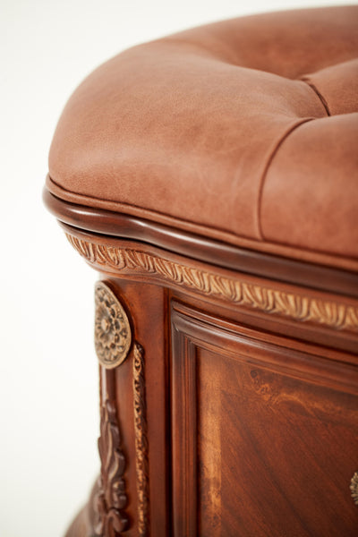 Cortina - Leather Bedside Bench - Honey Walnut